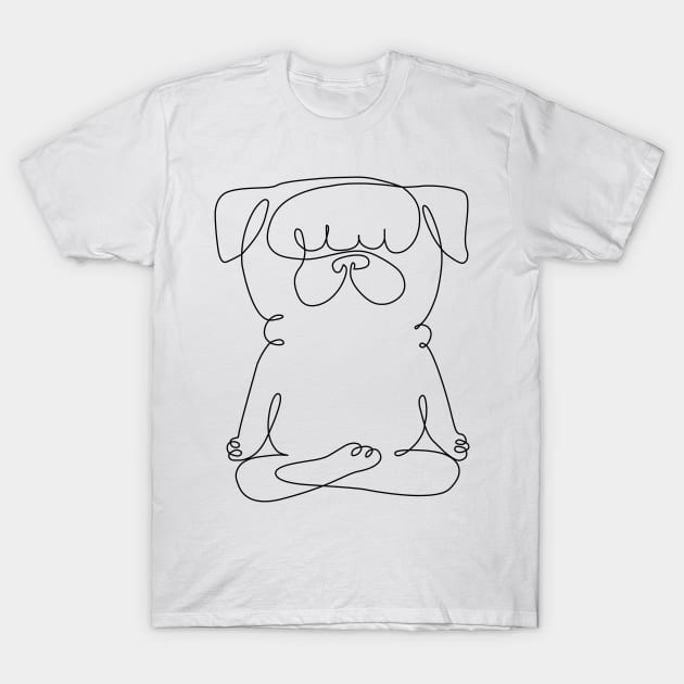 One Line Pug Easy Pose T-Shirt by huebucket